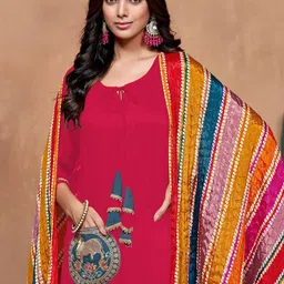 Sangria Embroidered Kurta Salwar With Dupatta-image-75