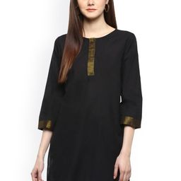 Bhama Couture Women Black Solid Mangalgiri Pure Cotton Pure Cotton Kurti-image-32