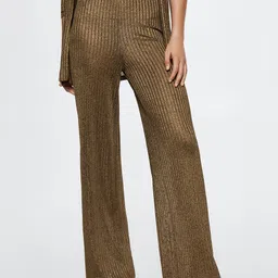 MANGO Women Sustainable Ribbed Parallel Trousers-image-91