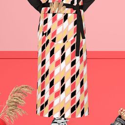 ArtzFolio Pink & White Printed Cotton Waist Apron-17