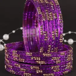 LAVAZZA Set Of 12 Crystals Studded Glass Bangles-picture-57