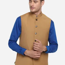 JADE BLUE Men Brown Solid Corduroy Modi Jacket-image-58