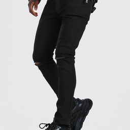 boohooMAN Skinny Fit Slash Knee Stretchable Jeans-image-96