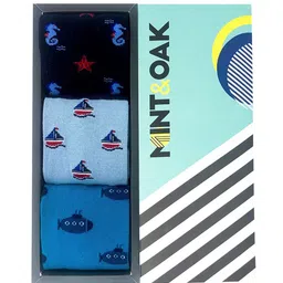 Mint & Oak Men Set of 3 Patterned Cotton Socks-6