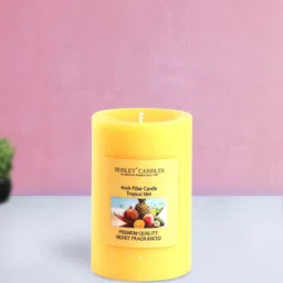 HOSLEY Yellow Set of 3 Tropical Mist Aromatic Pillar Candles-image-65