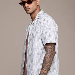 The Roadster Life Co. Relaxed Fit Printed Cuban Collar Pure Cotton Casual Shirt-image-100