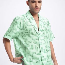 glitchez Geometric Escape Lapel Collar Relaxed Shirt-image-23