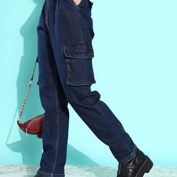 The Roadster Lifestyle Women Blue Boyfriend Fit Preppy College Cool Utility Jeans-image-41