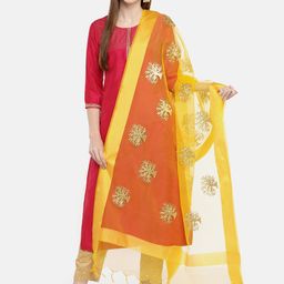 Dupatta Bazaar Yellow & Gold-Toned Embroidered Dupatta-24