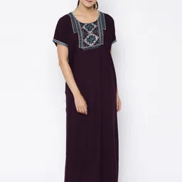 Sand Dune Floral Embroidered Maxi Nightdress-image-97