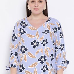 Oxolloxo Women Blue Floral Printed Top-image-10