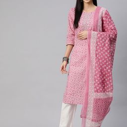 Readiprint Fashions Women Bandhani Printed Regular Cotton Kurta with Palazzos & Dupatta-54