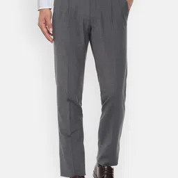 Louis Philippe Men Grey Regular Fit Solid Formal Trousers-image-31