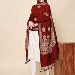 Pashmoda Women Wine Aari Embroidered Shawl-picture-24