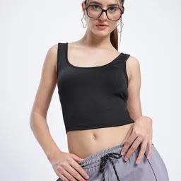 glitchez Basic Scoop Neck Fitted Crop Tank Top-picture-20