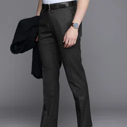 Raymond Men Textured Slim Fit Formal Trousers-picture-23