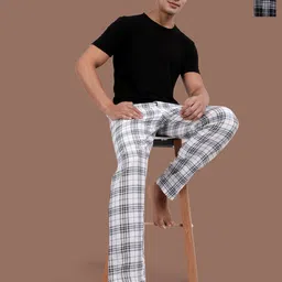 Kryptic Men Pack Of 2 Checked Pure Cotton Mid-Rise Lounge Pants-image-99