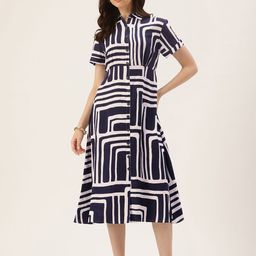 AMUKTI Abstract Printed Shirt Midi Dress-image-1