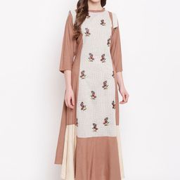 Kvsfab Women Brown Checked Maxi Dress-image-38
