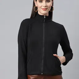 Nayam By Lakshita Fleece Stand Collar Sporty Jacket-image-99