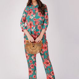Bindigasm Floral Printed Lace Shirt With Trousers-picture-15