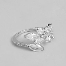 DressBerry Stone Studed Leaf-Shaped Finger Ring-image-56