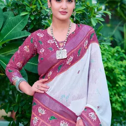 KALINI Ethnic Motifs Printed Zari Kota Saree-26