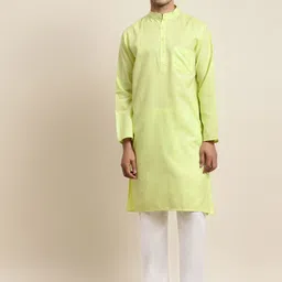 Anug by SOJANYA Men Lime Green Kurta with Pyjamas-image-25