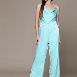 bebe Party Satin Cowl Neck Basic Jumpsuit-57