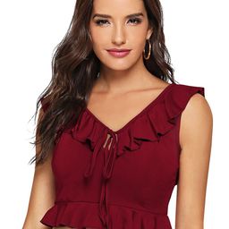 SHOPONBIT Women Solid Tie-Ups V-Neck Crop Top-picture-56