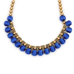 AKSHARA Women Blue Handcrafted Royal Blue Choker Necklace-image-14