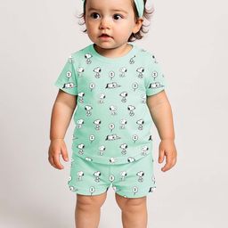 YK X Minute Mirth Infant Girls Printed Snoopy T-shirt with Shorts-picture-3