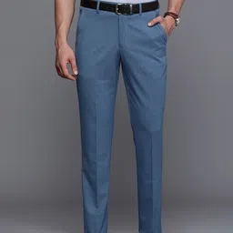 Louis Philippe Men Blue Slim Fit Micro-Ditsy Pattern Formal Trousers-image-18