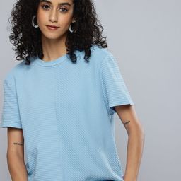 Levis Drop-Shoulder Sleeves Self Design Textured Relaxed Fit Pure Cotton T-shirt-picture-17