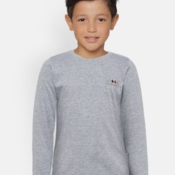 dongli Boys Grey Melange Solid Round Neck T-shirt-image-63