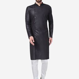 Jompers Men Black Solid Kurta with Pyjamas-49