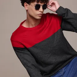 The Roadster Lifestyle Co. Acrylic Colourblocked Pullover-image-92