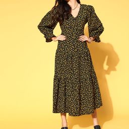 plusS Women Stunning Black Floral Volume Play Dress-picture-19