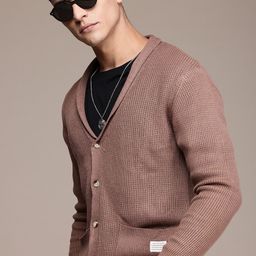 WROGN Self Design Shawl Collar Comfort Fit Cardigan-image-48