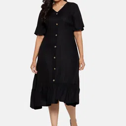 The Pink Moon Women Black Solid A-Line Dress-image-80