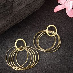 DressBerry Gold-Plated Circular Drop Earrings-image-89