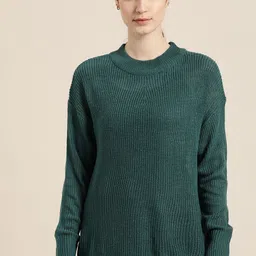 ether Women Green Solid Pullover-image-24