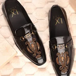 DODA Men Leather Printed Slip-on Formal Shoes-picture-7