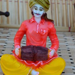 eCraftIndia Pink & Yellow Rajasthani Musician Statue Figurine-image-24