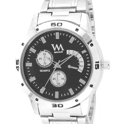WM Men Black & Silver-Toned Analogue Watch AWC-010rp-43