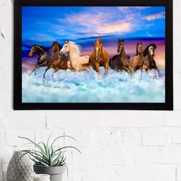 eCraftIndia Blue & Brown 7 Lucky Running Horses Satin Matt Texture UV Wall Art-image-72