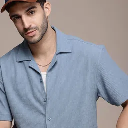 The Roadster Life Co. Self-Design Textured Drop-Shoulder Relaxed Fit Casual Shirt-image-5
