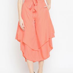 Bitterlime Women Peach-Coloured Cropped Palazzos-image-82