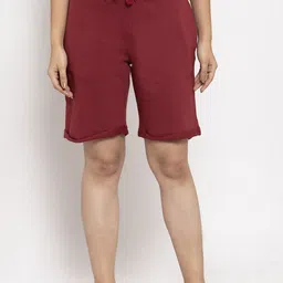 DOOR74 Women Maroon Solid Loose Fit Sports Shorts-picture-46