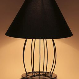 Devansh Black Solid Contemporary Dholak Table Lamp-42